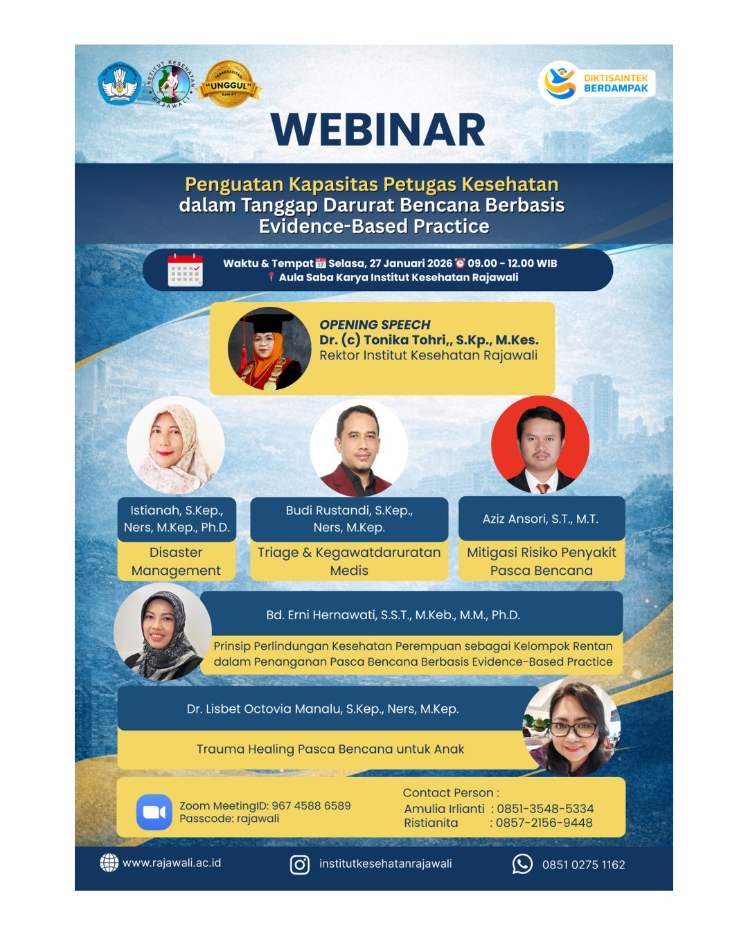 Institut Kesehatan Rajawali Perkuat Kesiapan Tenaga Kesehatan Melalui Webinar Tanggap Darurat Bencana Berbasis Evidence-Based Practice